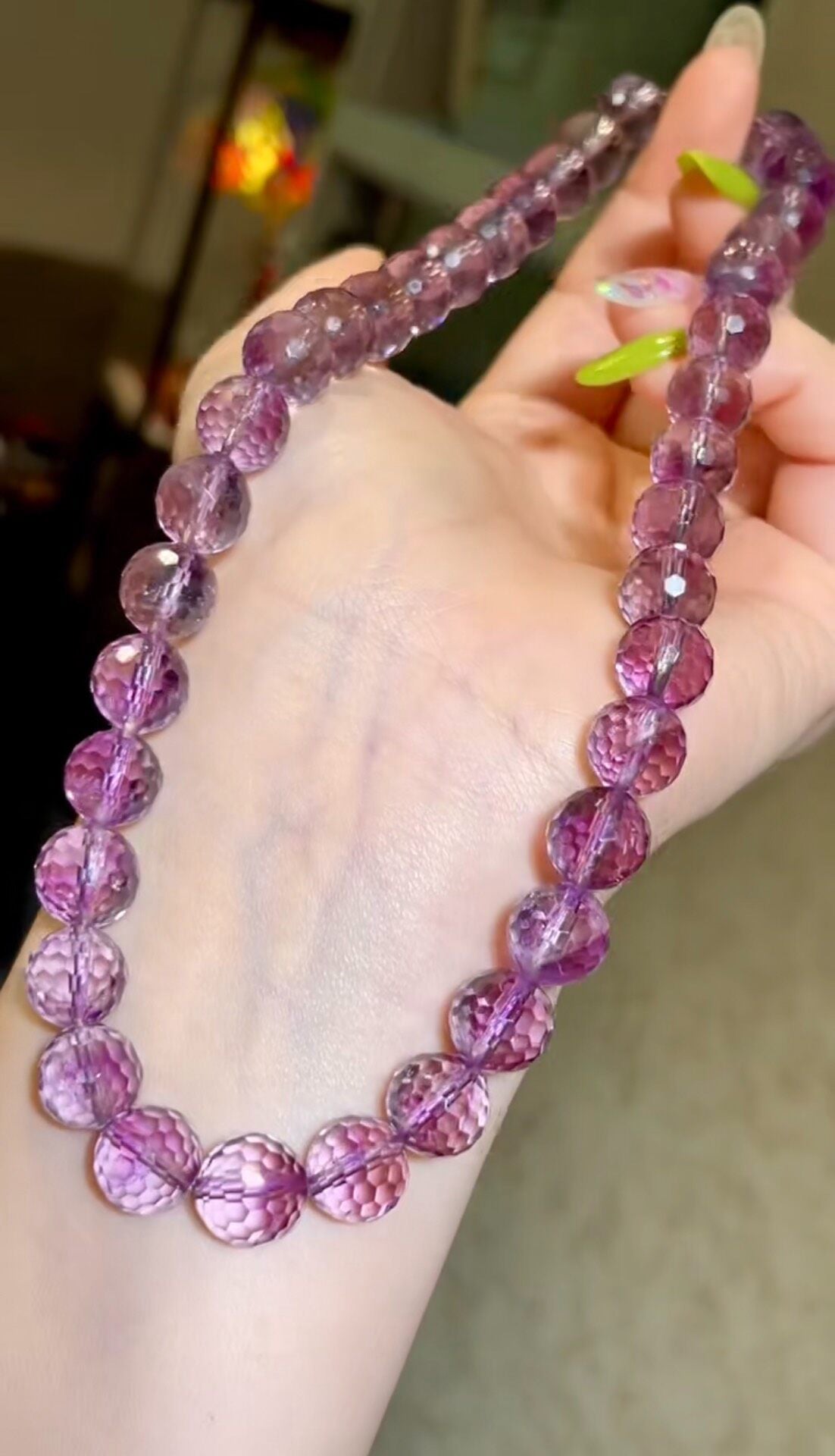 Amethyst Faceted Bead Necklace 10mm 40cm