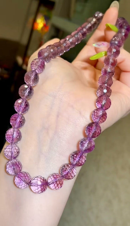 Amethyst Faceted Bead Necklace 10mm 40cm