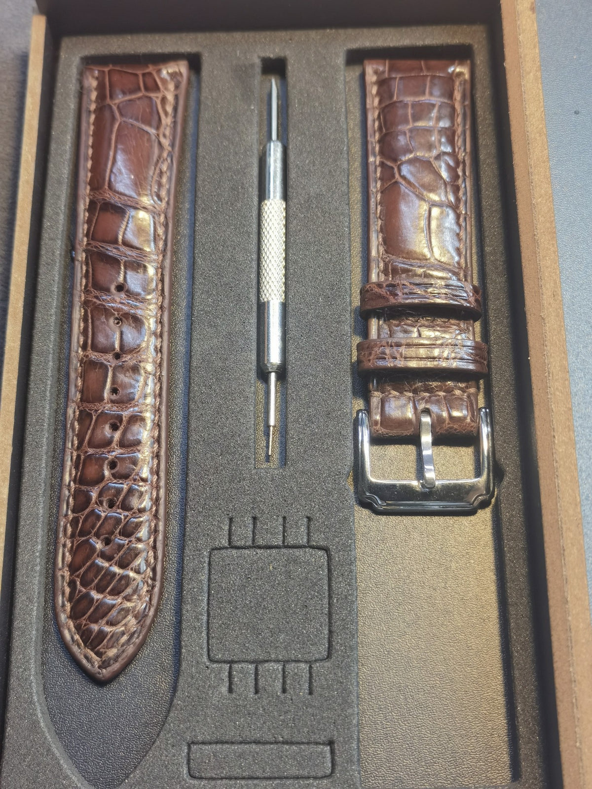 Brown Crocodile Leather Watch Strap 20mm