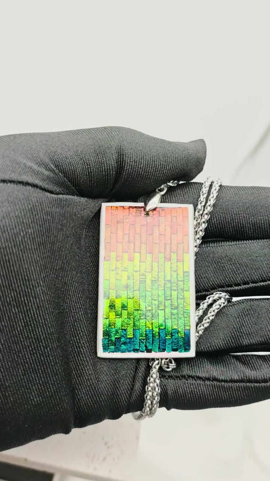 Sterling Silver Jewel Beetle Mosaic Pendant Necklace