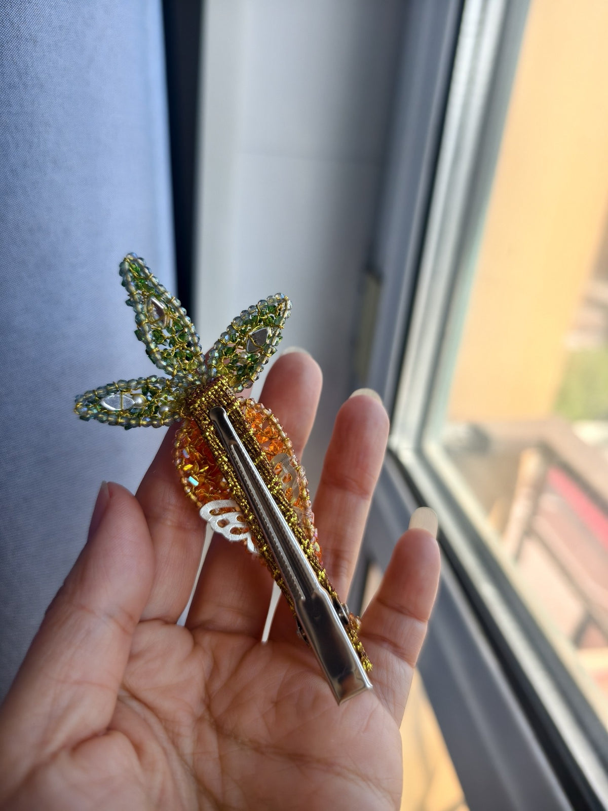 Beaded Carrot Hair Clip Alligator Style