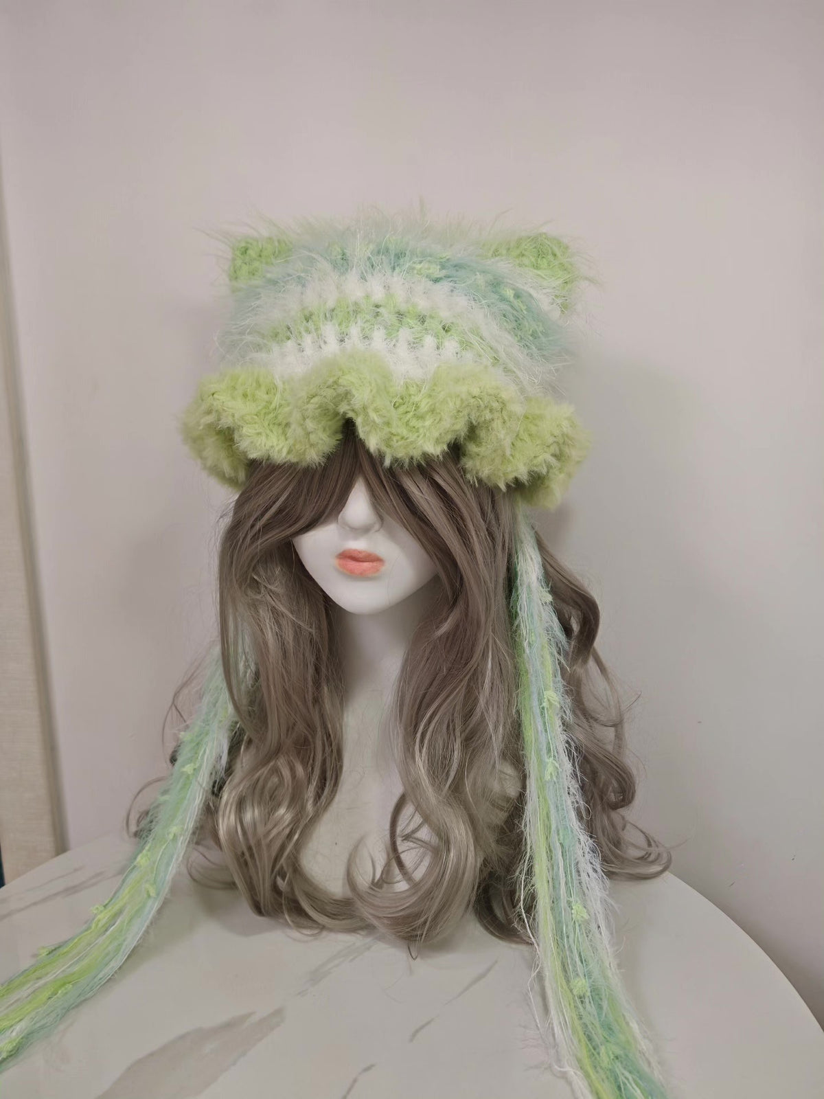 Green Cat Ear Knitted Hat