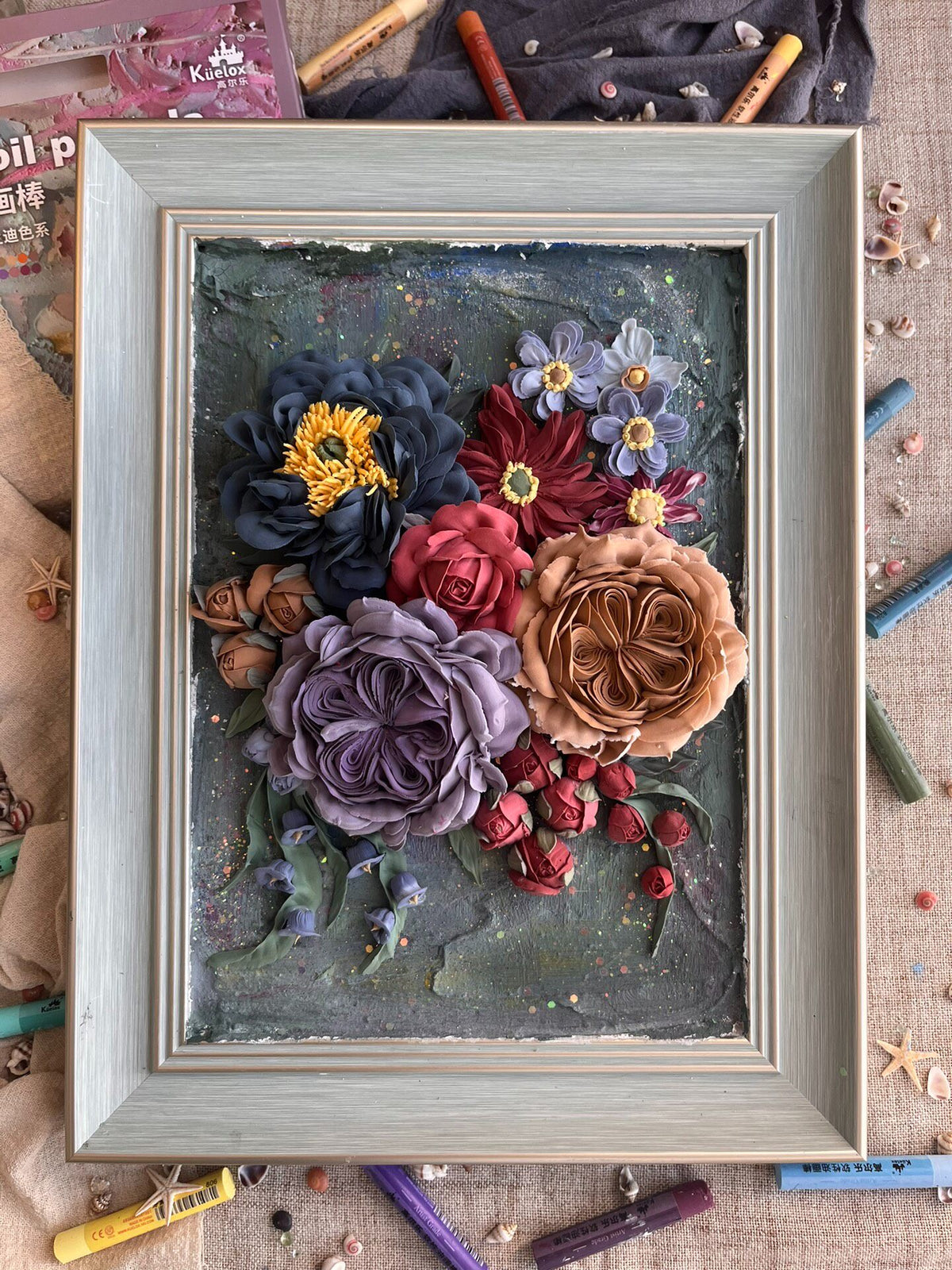 Clay Floral Art Framed Wall Decor
