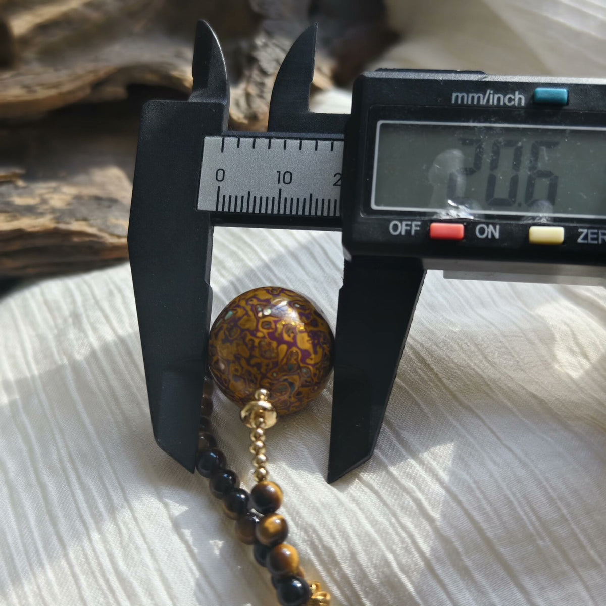 Chinese Lacquer Bead Necklace with Tiger Eye