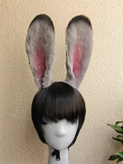 Handmade Judy Hopps Rabbit Ears Headband and Hair Clip Set