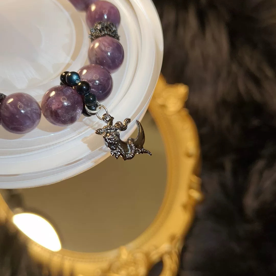 Pulseira de Raposa em Ametista com Borla Preta
