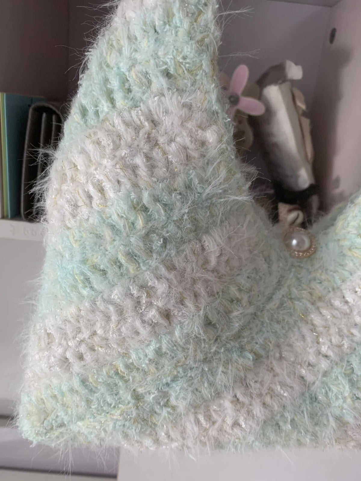 ハンドメイド かぎ針編み ヤーン ショルダーバッグ