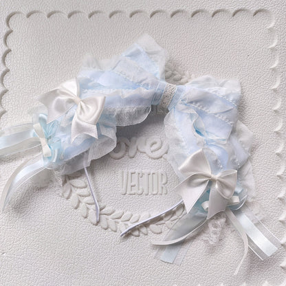 Lolita Pearl Bow Headband with Detachable Veil
