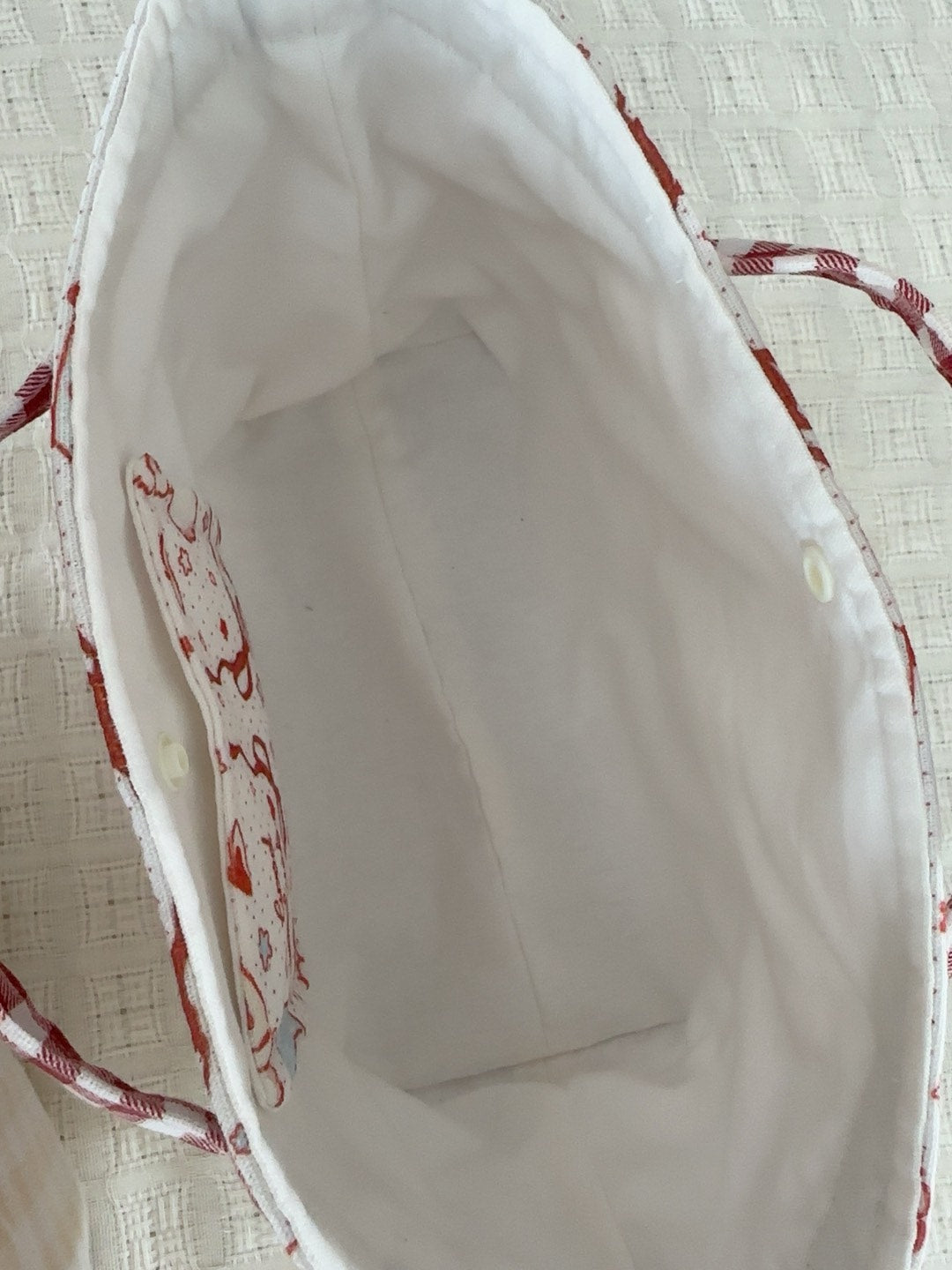 Handmade Canvas Tote Bag Apple Puppy Pattern