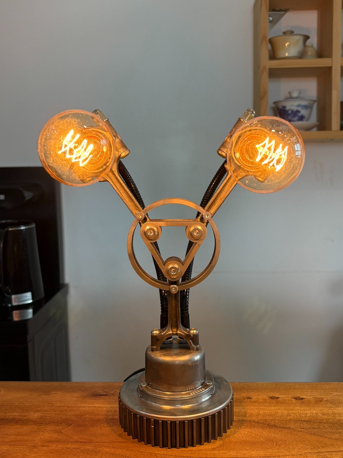 Steampunk Engine Connecting Rod Dual-Head Table Lamp