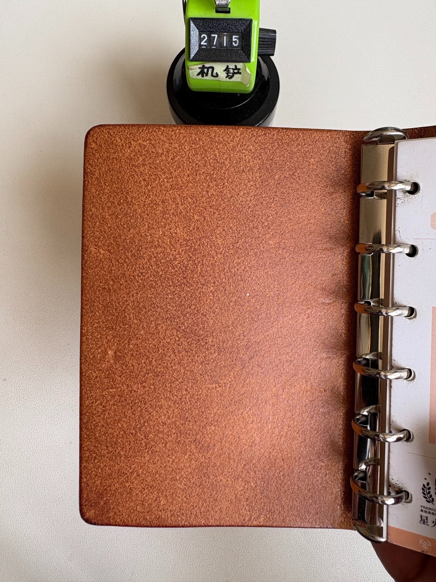 A7 Pueblo Leather Ring-Bound Notebook Cover with Silver Metal Rings