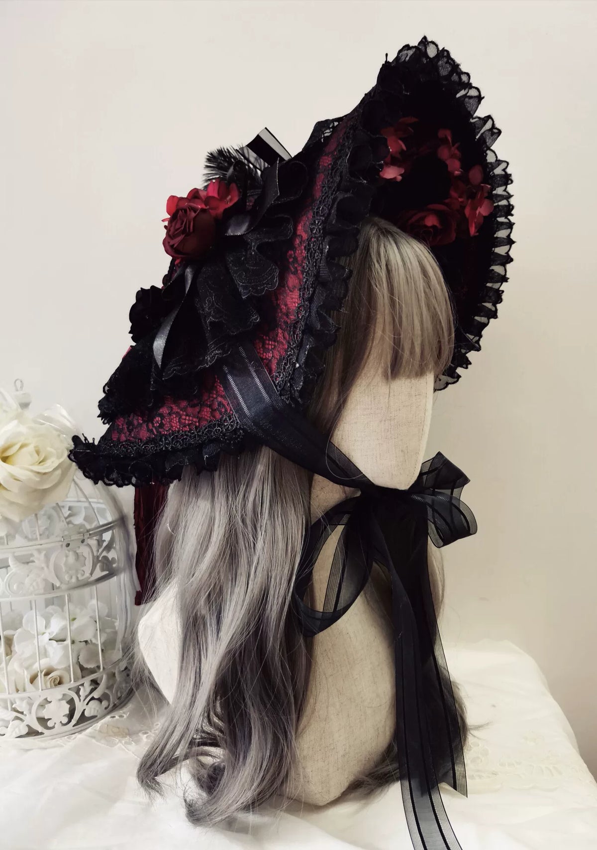 Handmade Gothic Lolita Flat Hat 46 cm