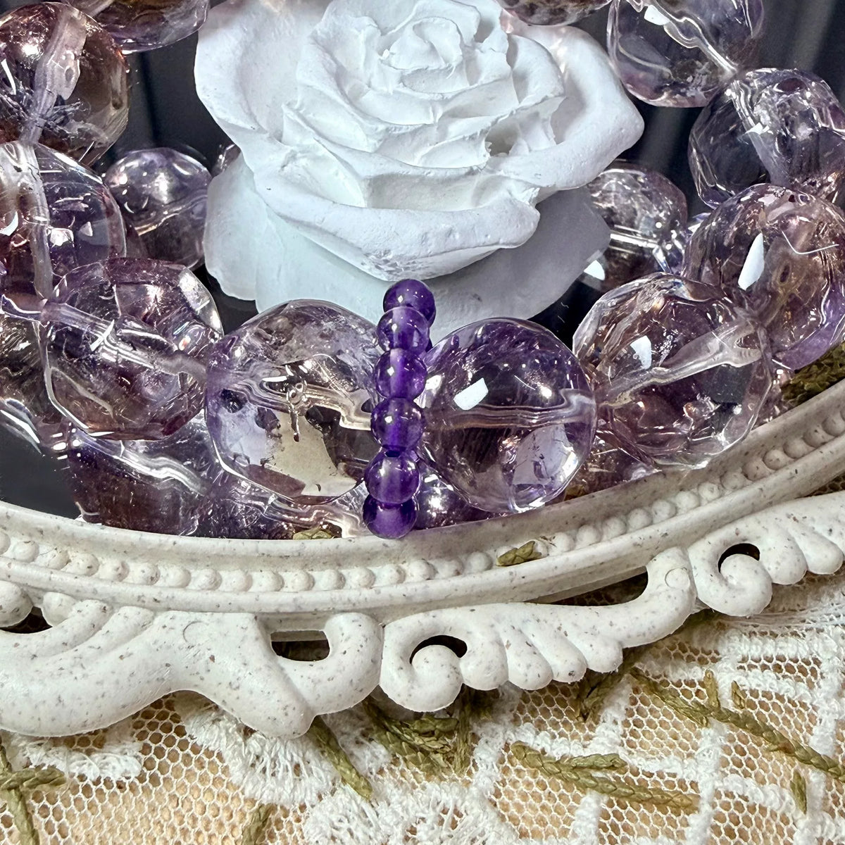 Natural Ametrine Amethyst Phantom Quartz Beaded Bracelet