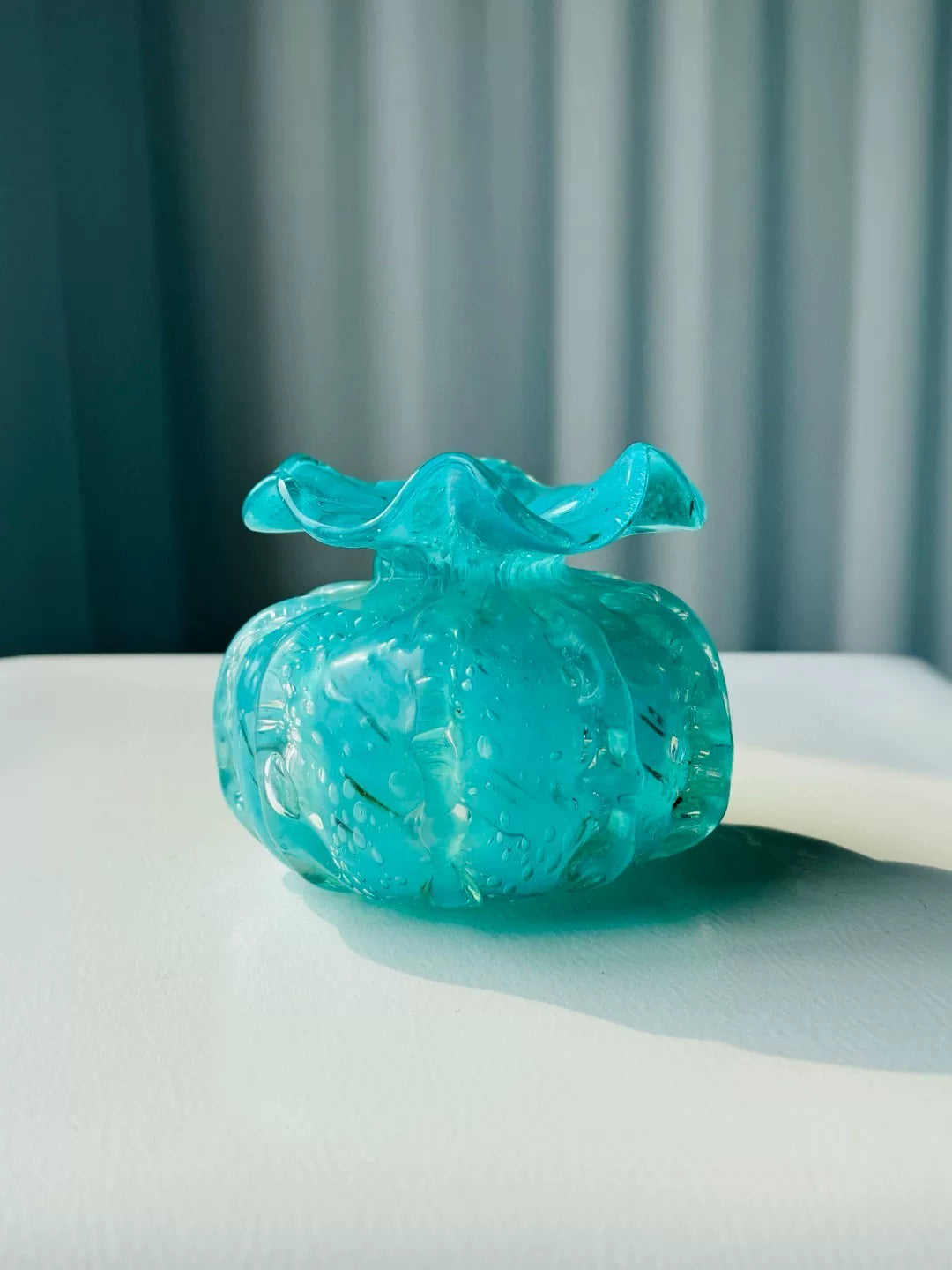 Turquoise Glass Decorative Vase 10cm Tall