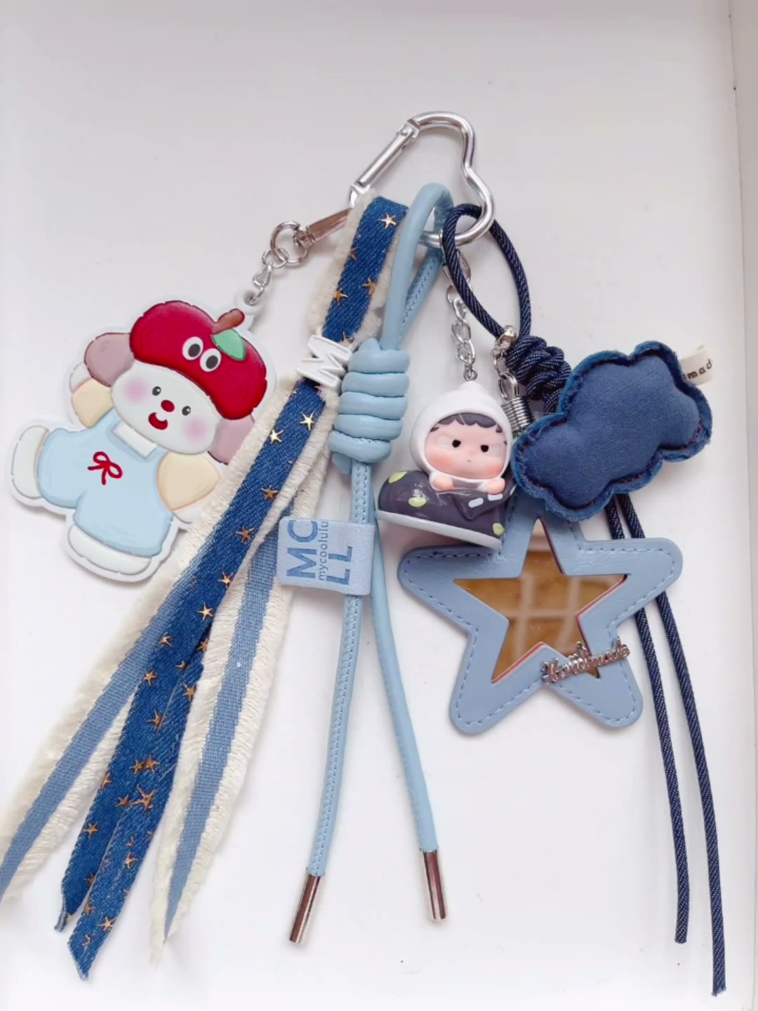 Blue Bag Charm Set With Star Mirror