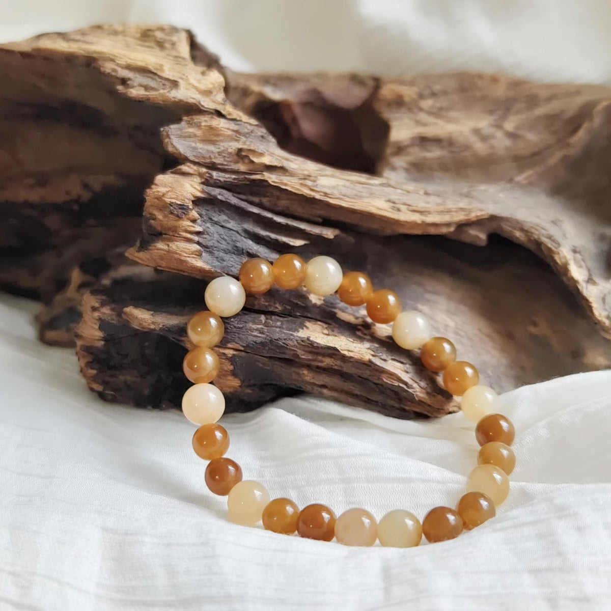 Hetian Jade Sugar Bead Bracelet Mixed Sizes