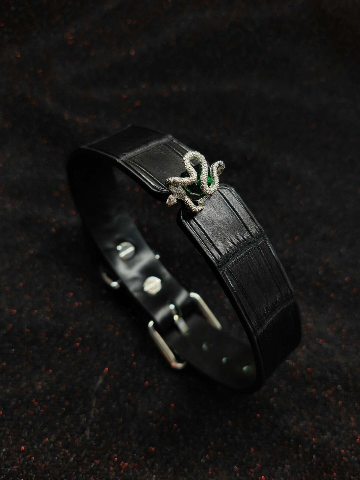 Schwarzes Fischhaut-Halsband