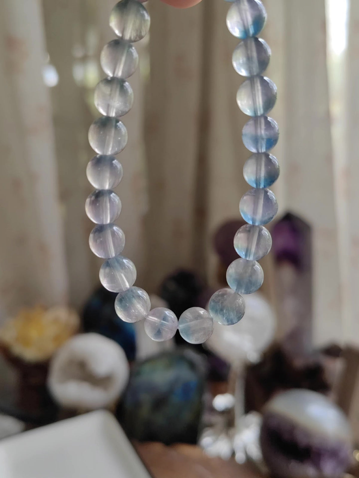 Natural Fluorite Bead Bracelet 8mm