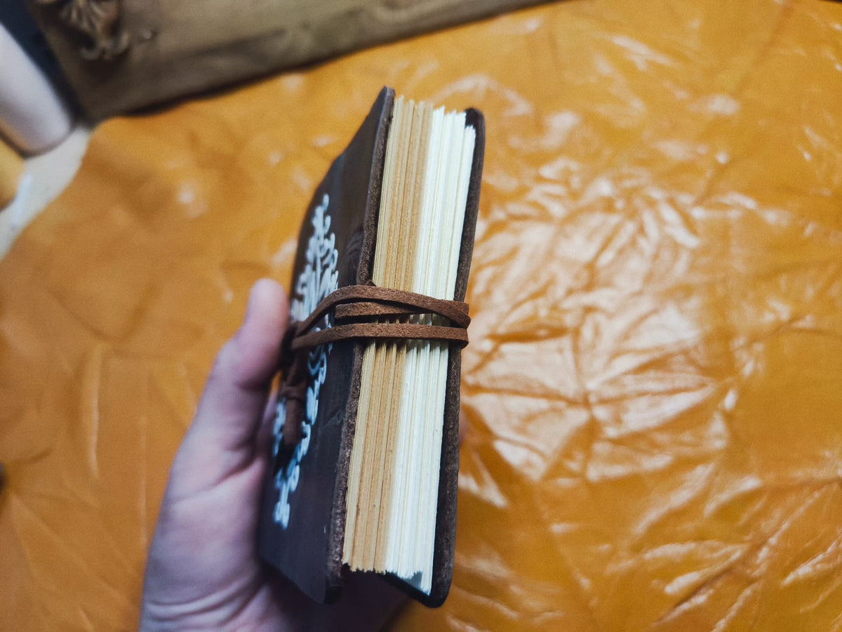Cowhide Leather Journal with Mandala Pattern