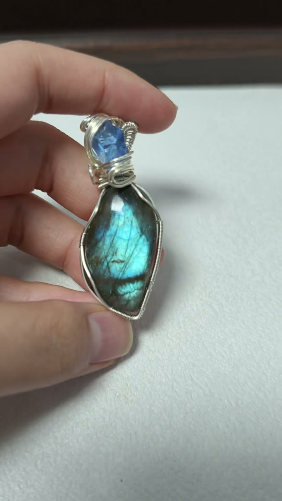 Handmade Wire Wrapped Blue Labradorite Necklace