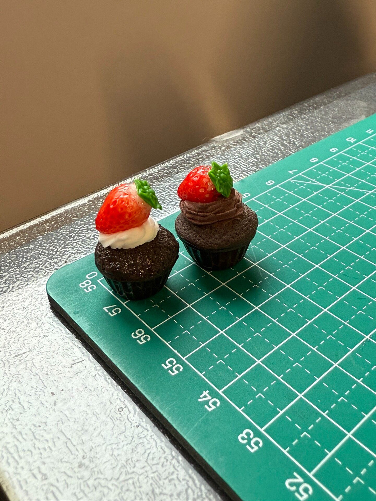 Miniature Clay Chocolate Strawberry Cupcake