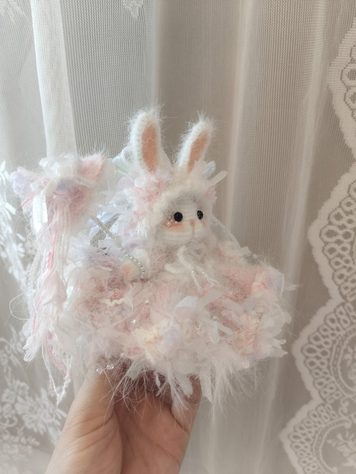 Handcrafted Crochet Rabbit with Pink Dress