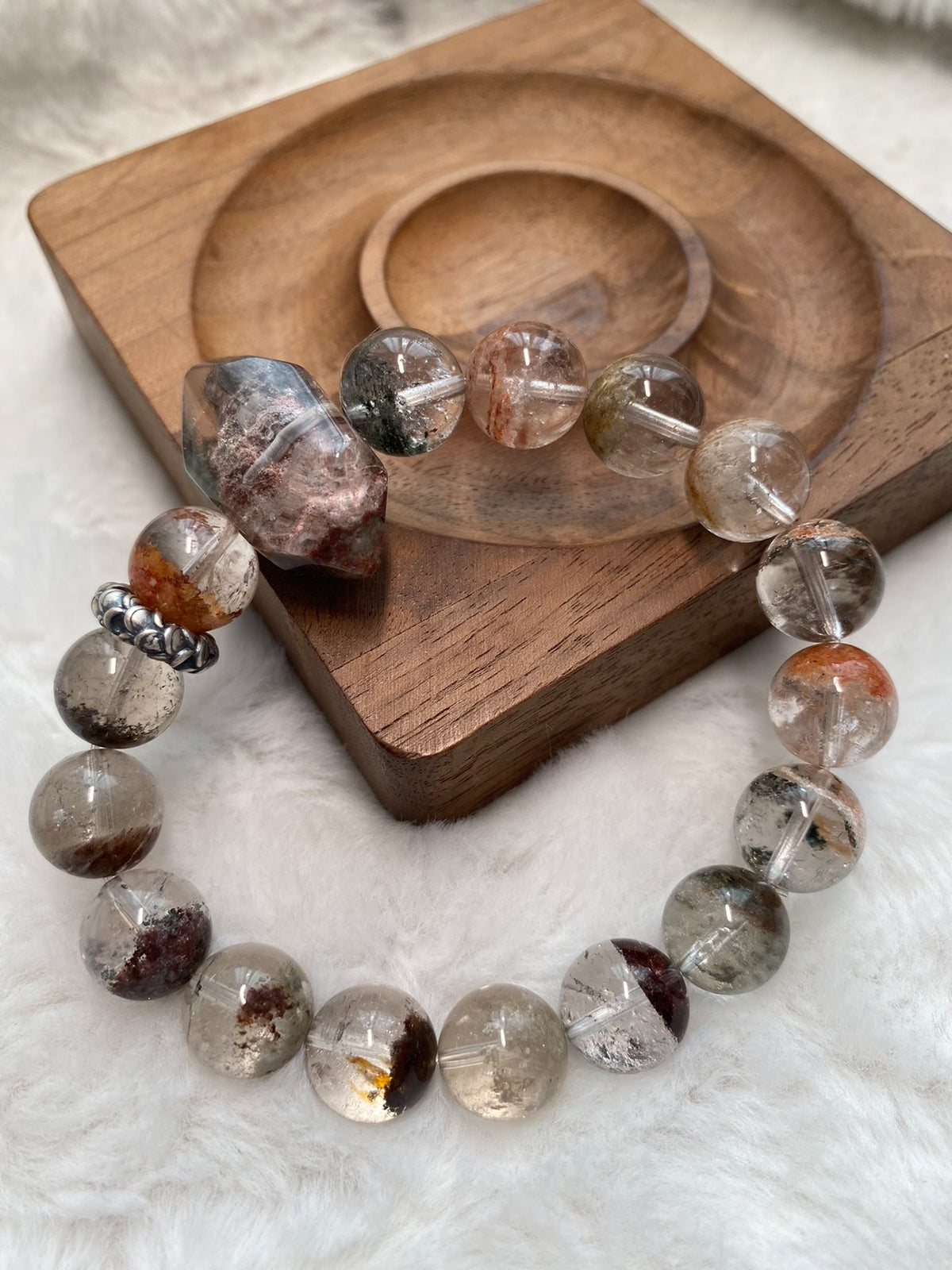 Phantom Quartz Bracelet with Double Terminated Point
