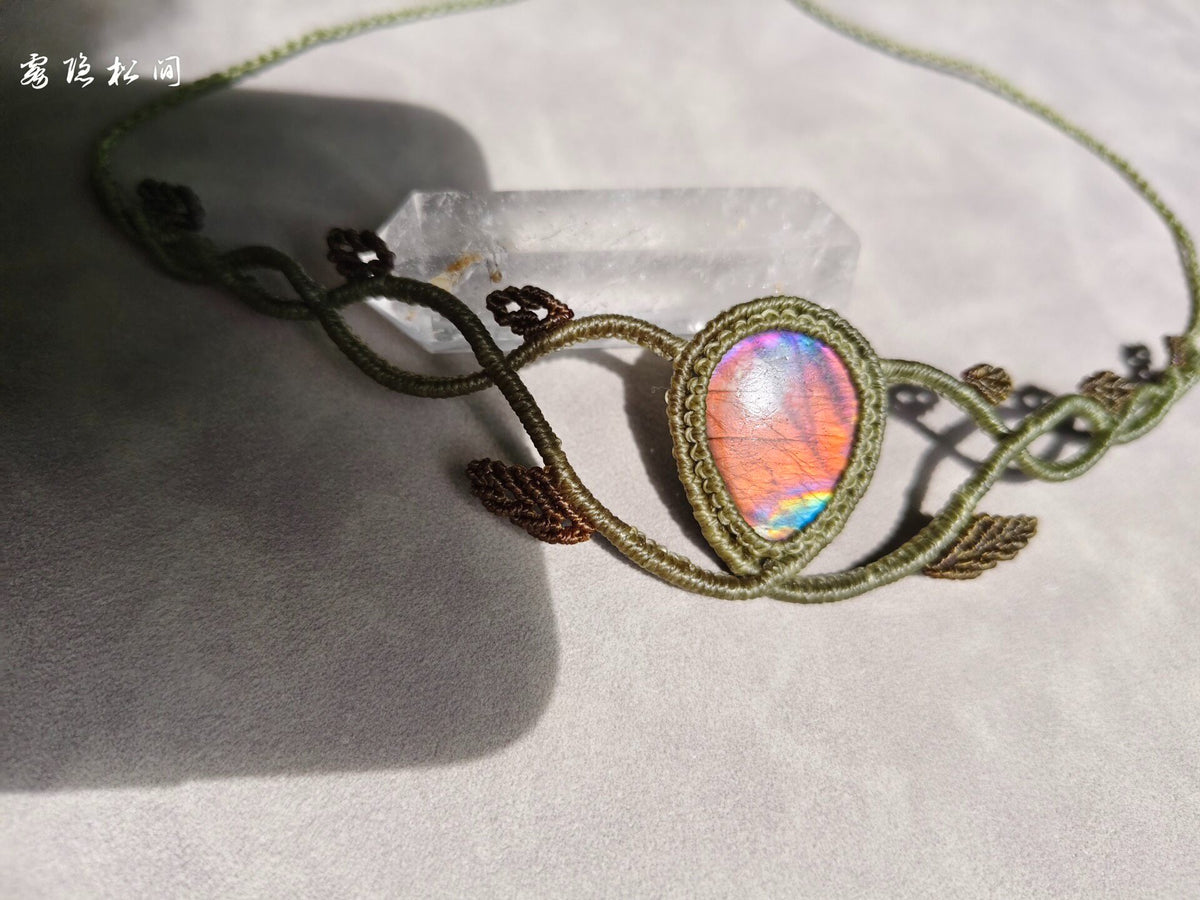 Natural Labradorite Macrame Choker Necklace
