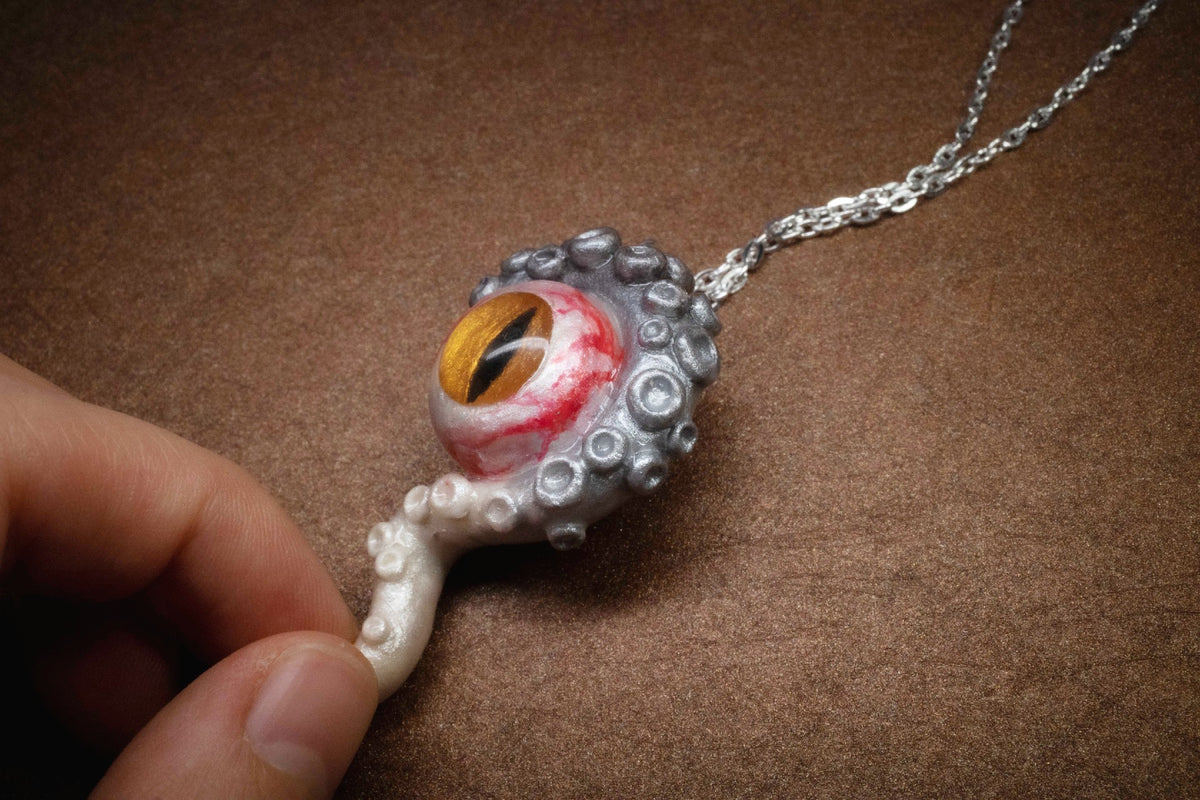 Cthulhu Tentacle Eye Pendant Necklace Resin Clay