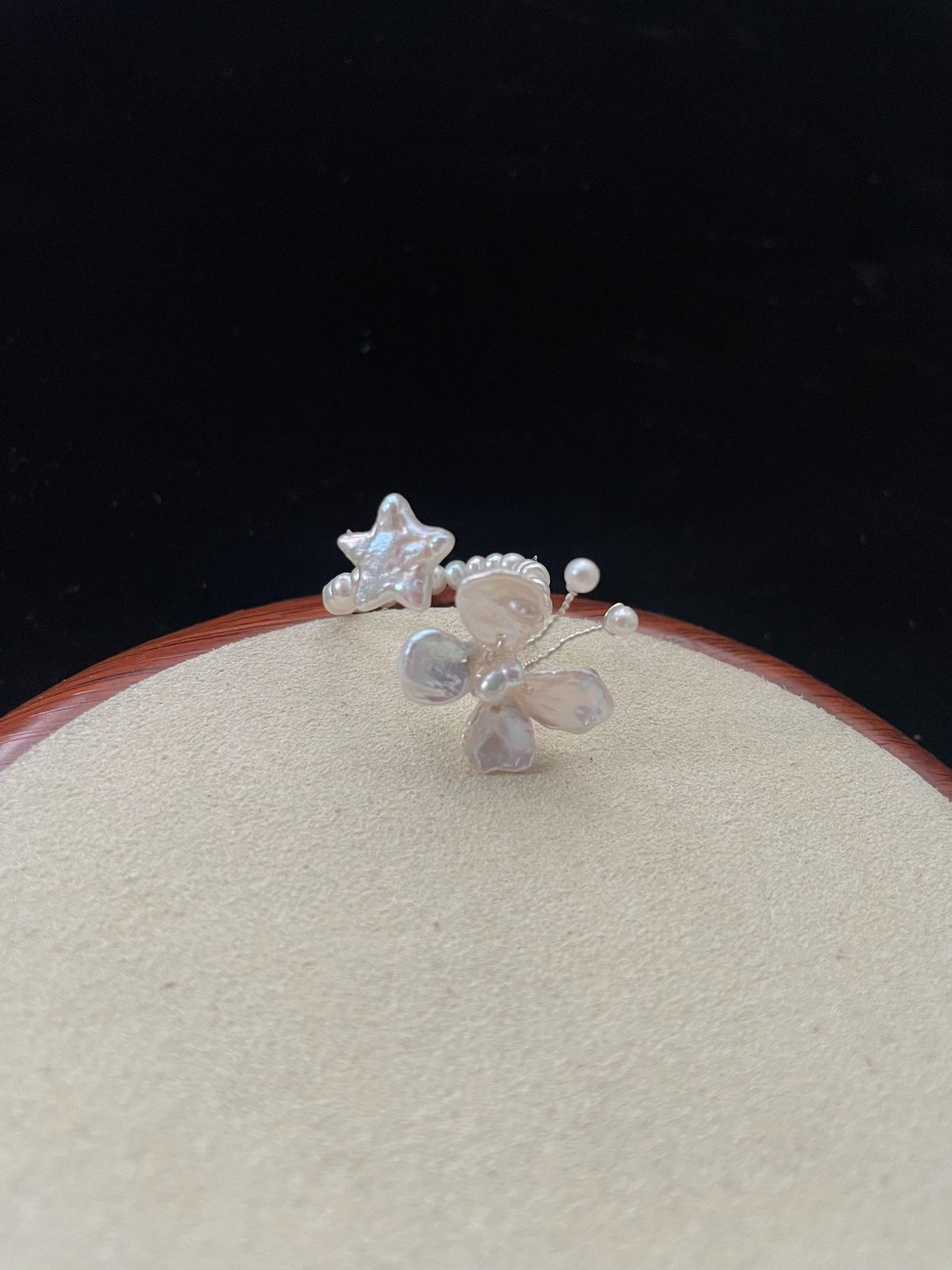 Natural Pearl Butterfly Star Ring