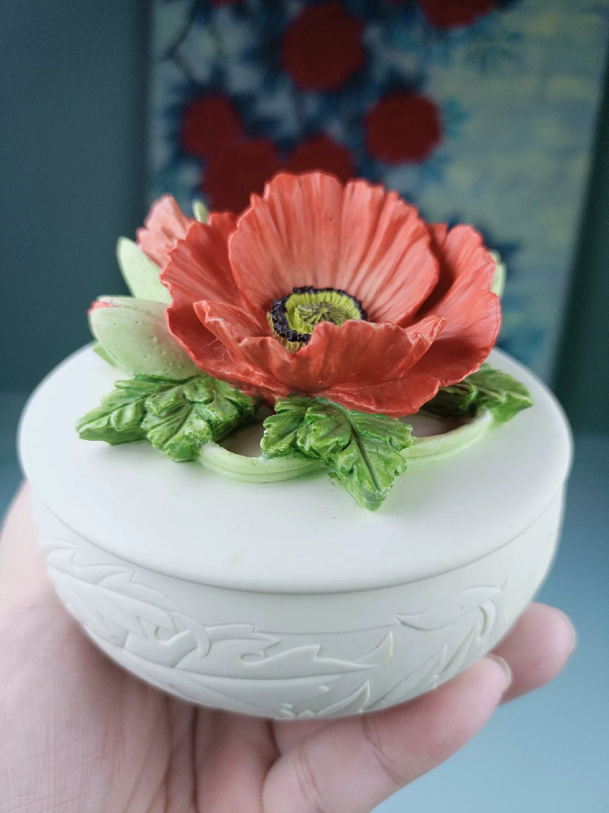 Récipient décoratif en silicone avec couvercle floral
