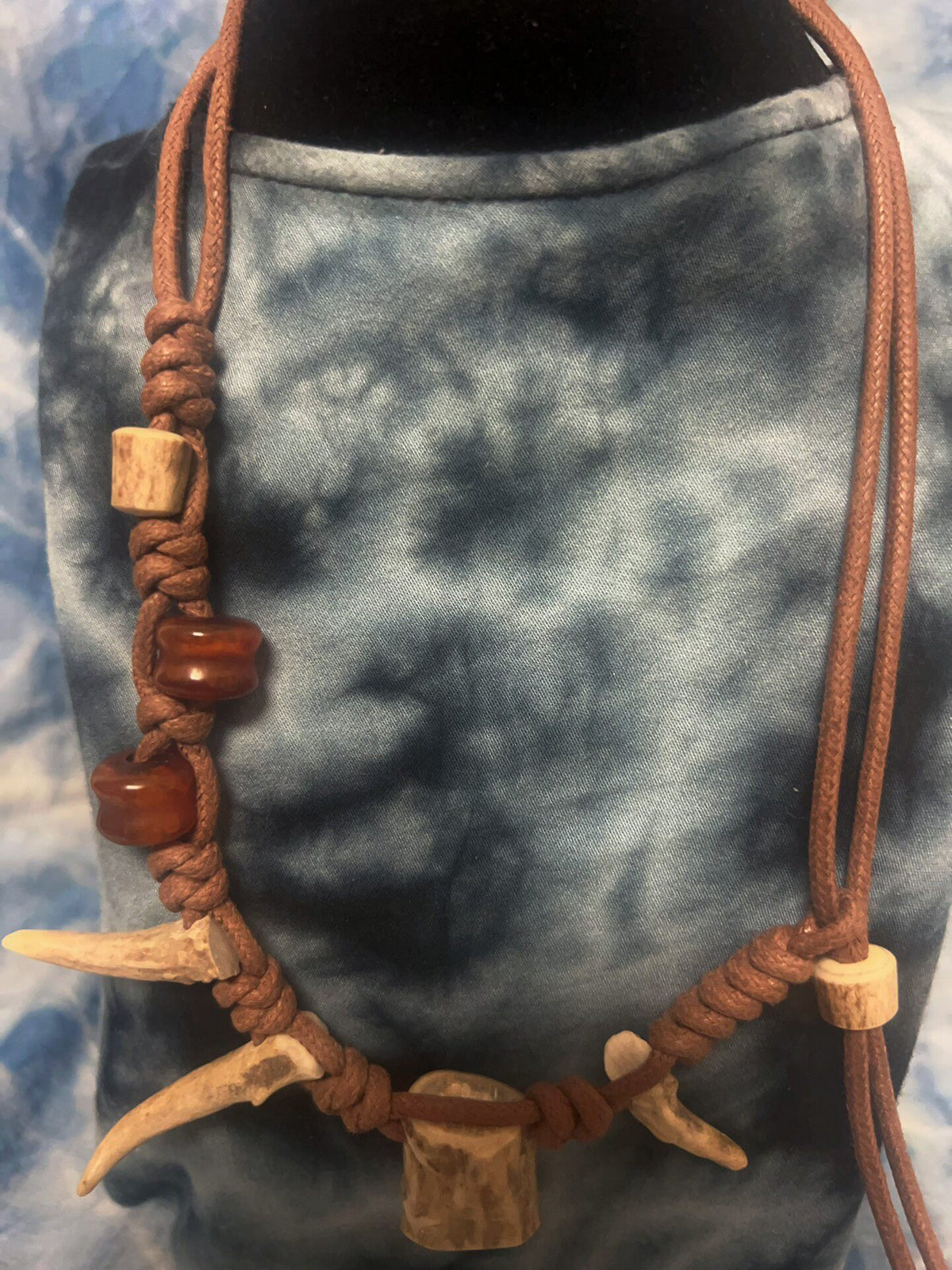 Handcrafted Antler Necklace with Agate Beads