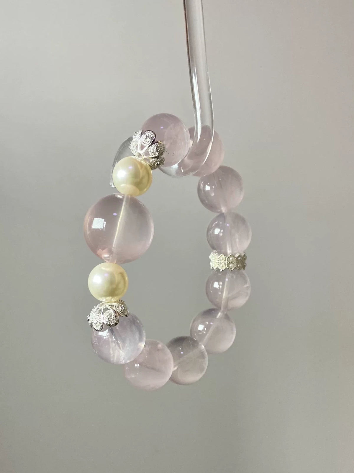 Natürlicher Rosenquarz-Perlenarmband