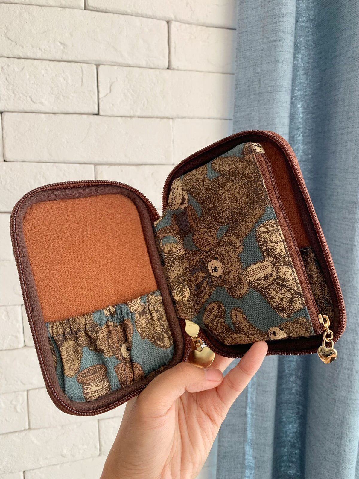 Zippered Pouch with Illustrated Panels