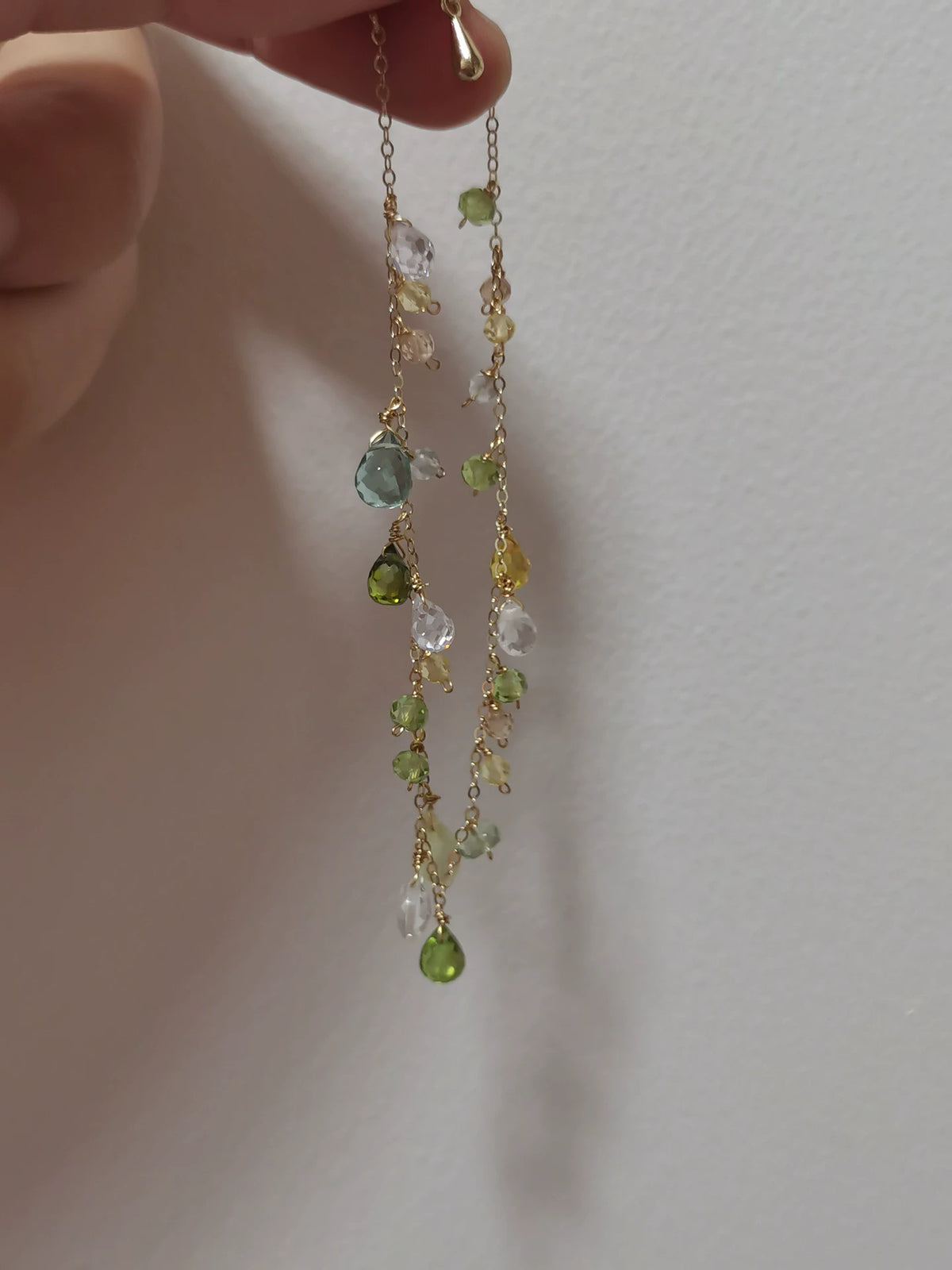Bracelet ajustable en pierres naturelles or plaqué 14k