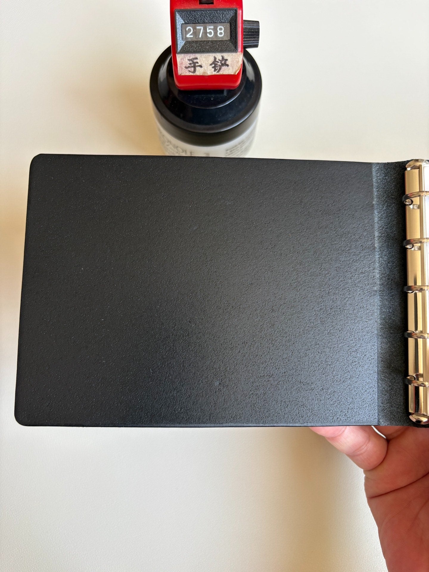 Black Leather Binder with Silver Ring Mechanism