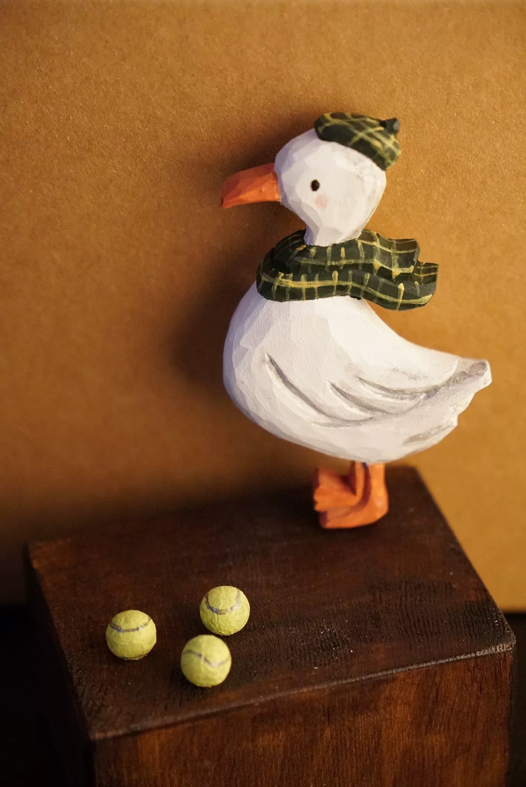 Hand Carved Wooden Duck Brooch