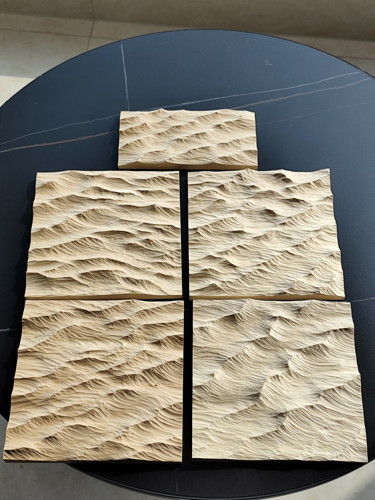 Handcrafted Linden Wood Wave Carving 10cm