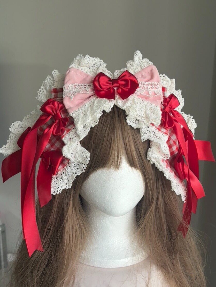 Handmade Lolita Rabbit Ear Headband with Detachable Faux Fur Ears