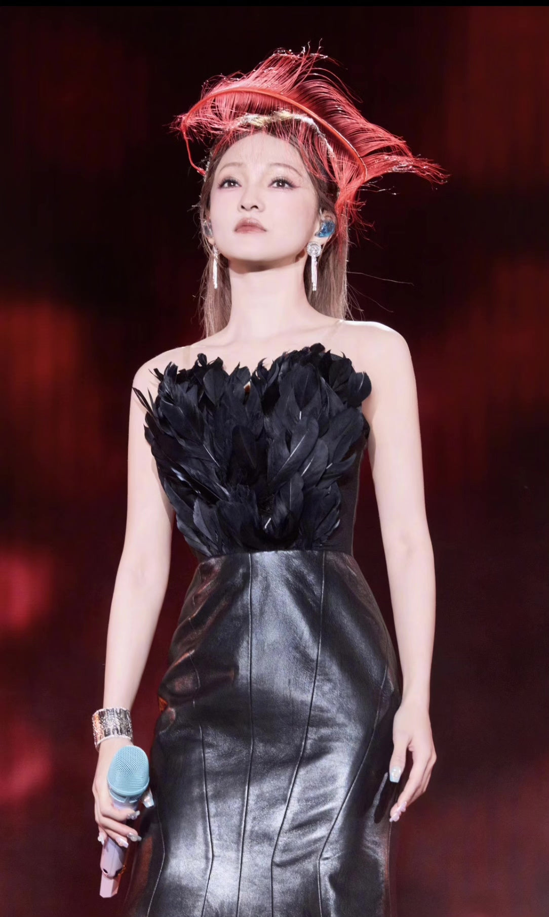 Red Ostrich Feather Headpiece