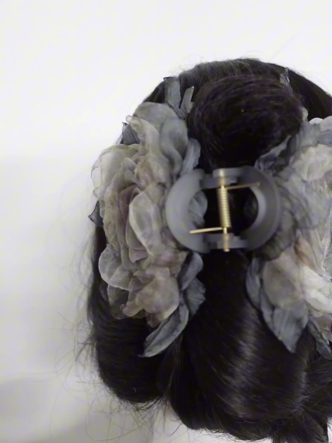 Handmade Fabric Rose Hair Claw Clip