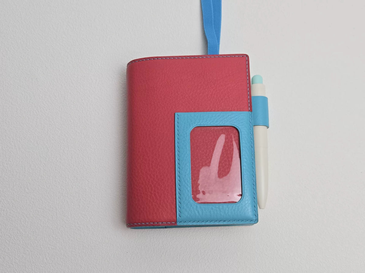 A7 Plannercover aus Genleder in Rosé und Santorini-Blau