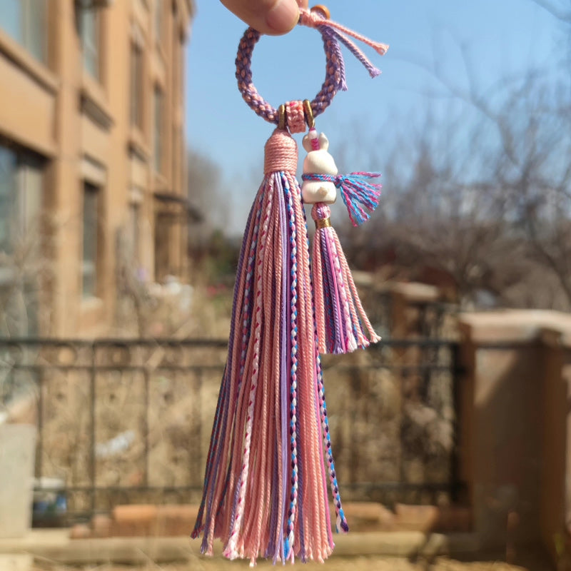 Hand-Carved Rabbit Tassel Hanging Ornament