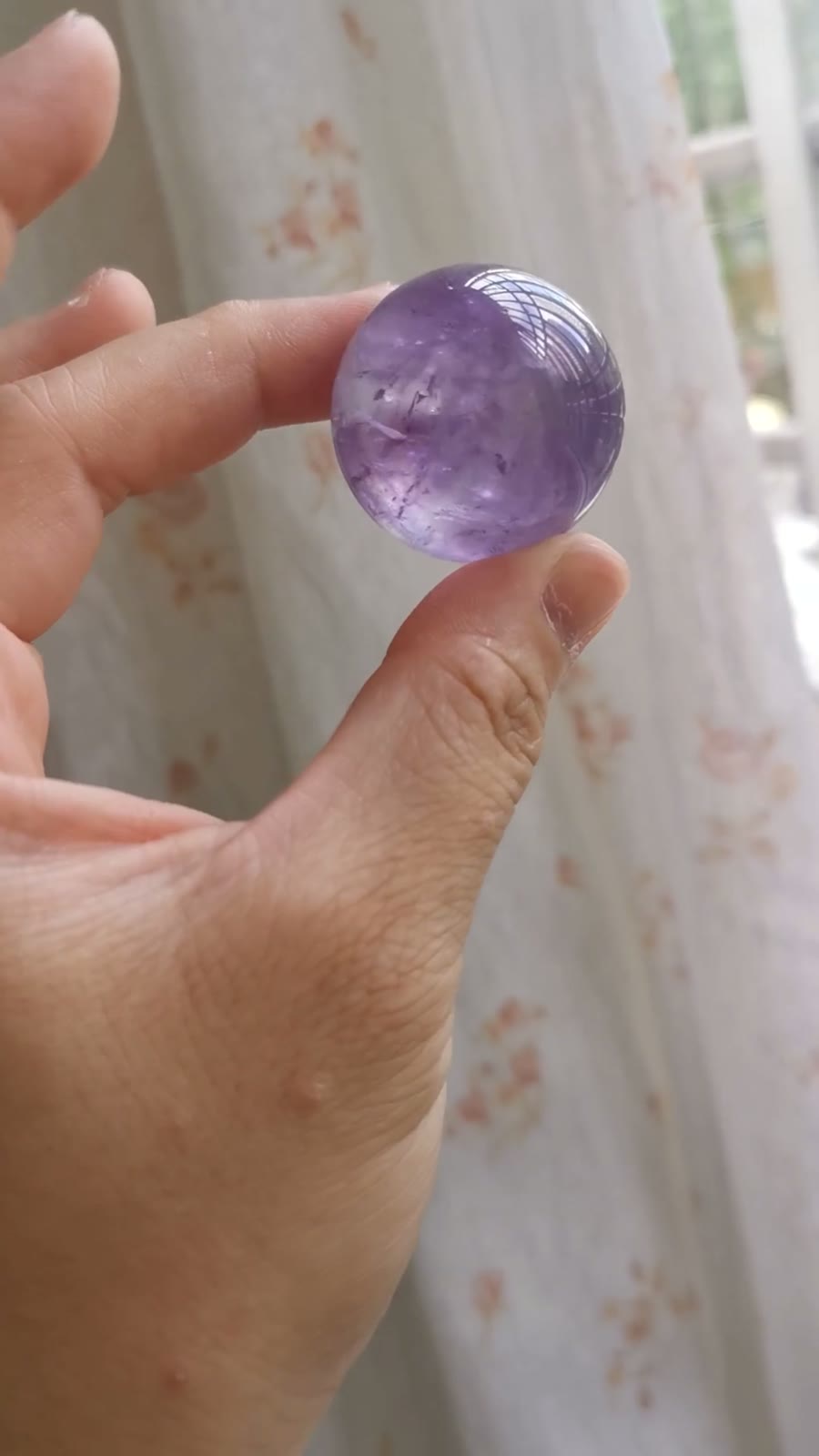 Natural Amethyst Sphere with Trapiche 32mm