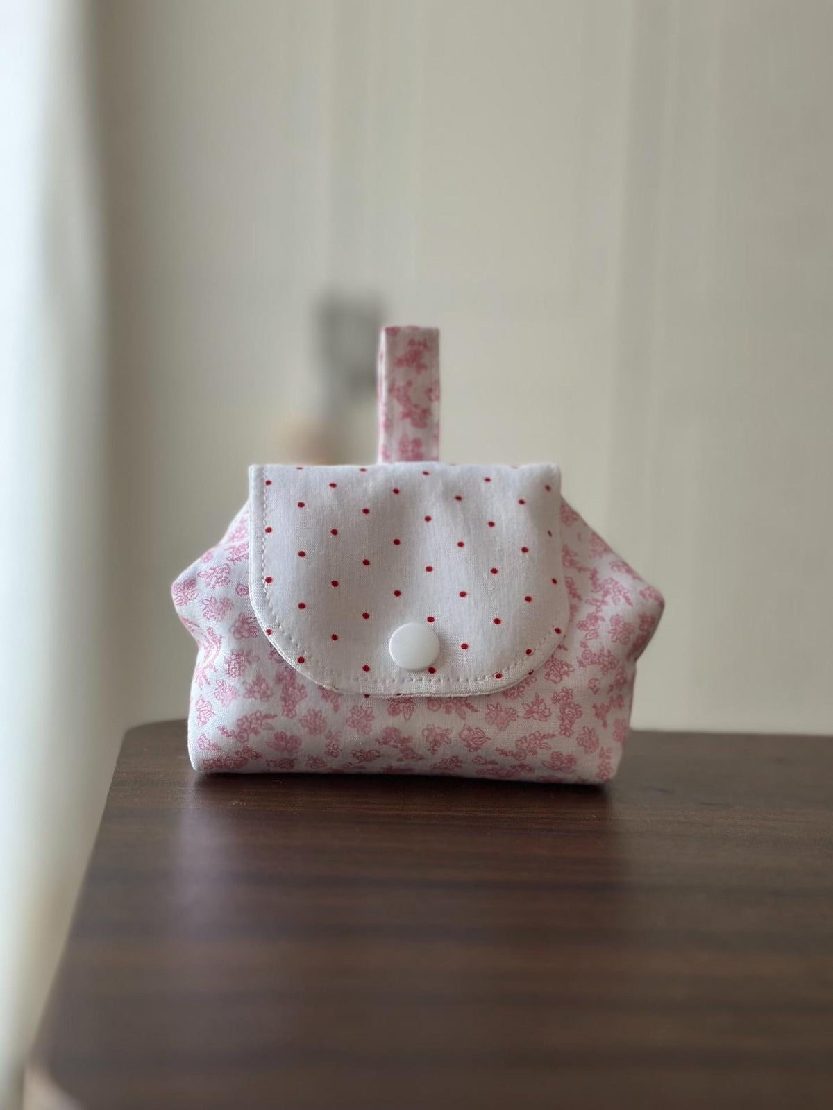 Handmade Little Belly Bag Floral Polka Dot