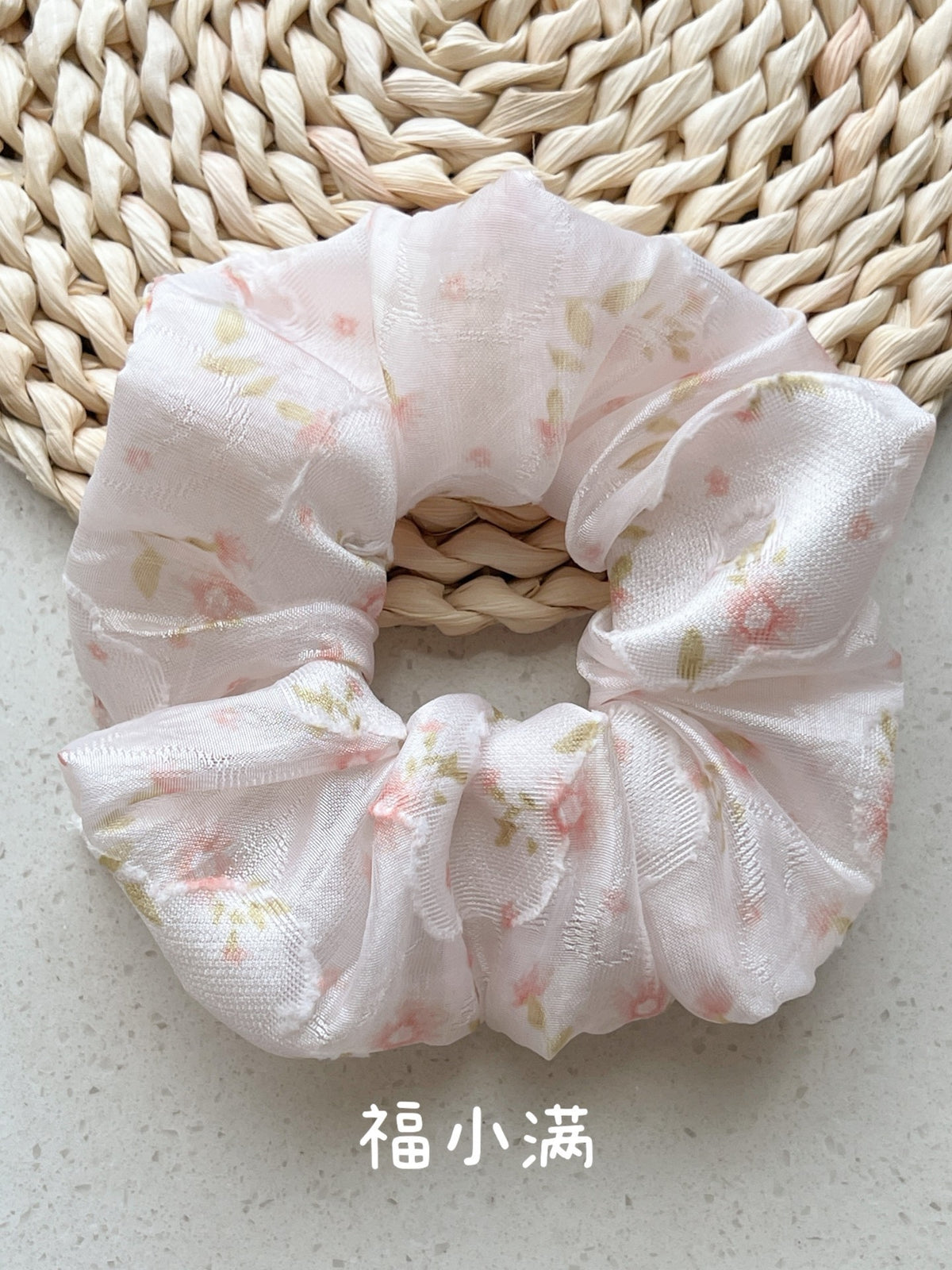 Pink Floral Scrunchie Handmade Summer Accessory