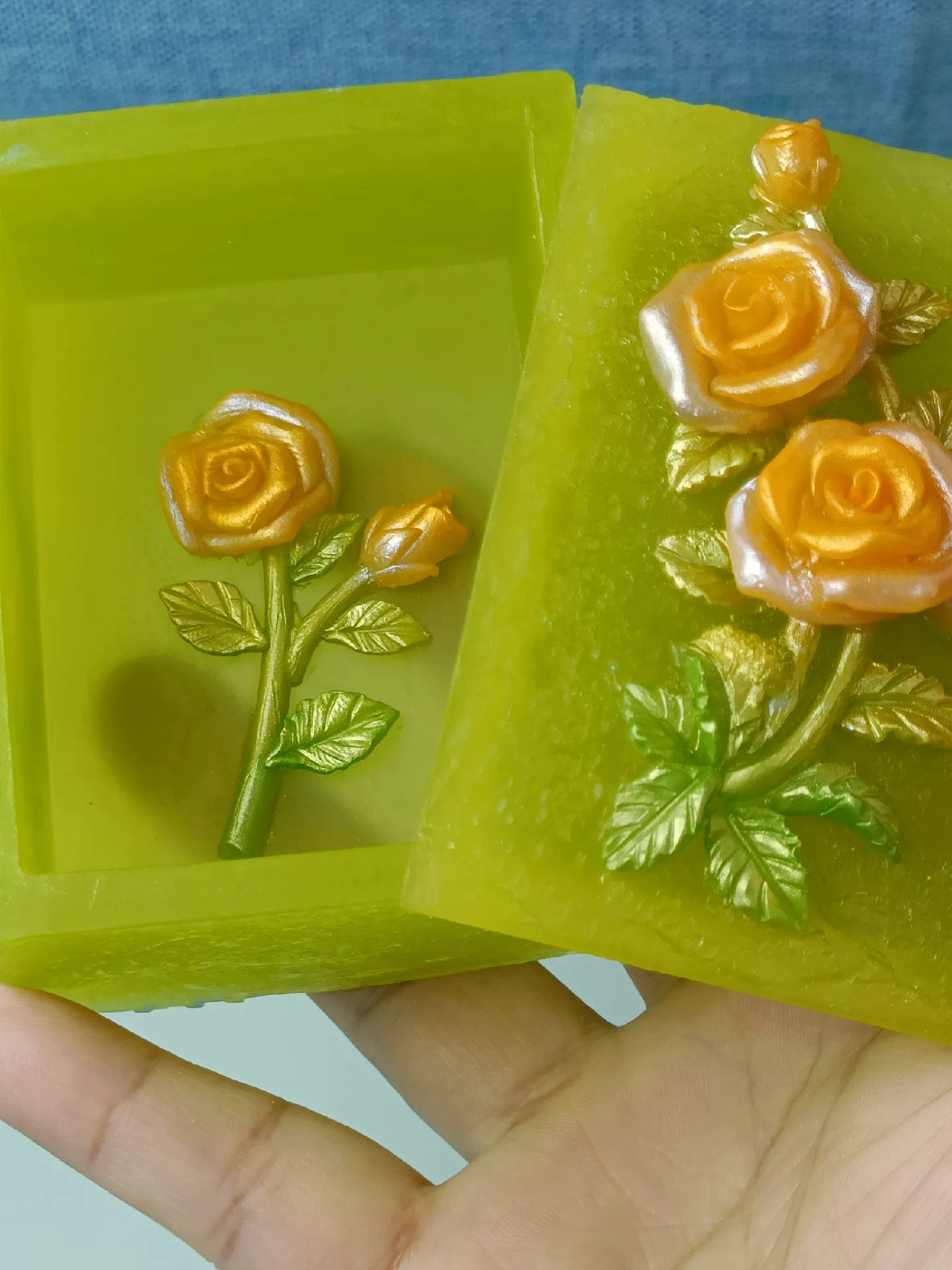 Translucent Rose Relief Jewelry Box