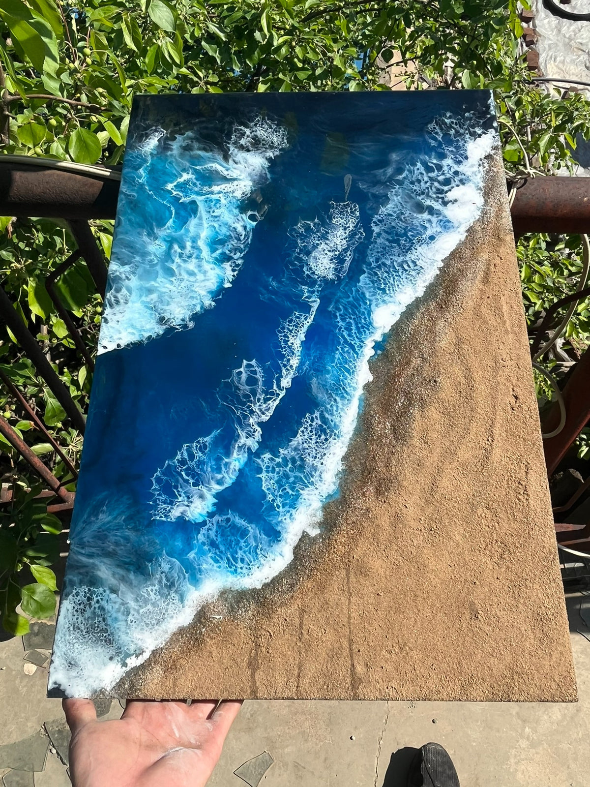 Handcrafted Resin Ocean Wave Wall Art