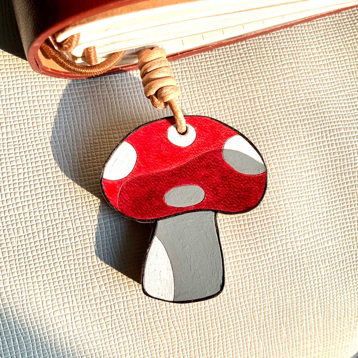 Hand Painted Leather Bag Charm