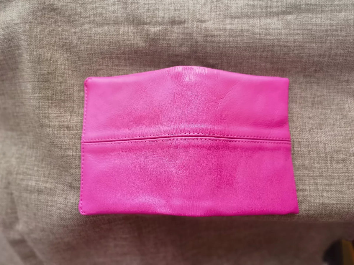 Copertina per quaderno ad anelli A7 in pelle di pecora rosa